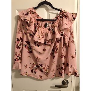 Off the Shoulder Pink Floral Blouse - Size L/XL